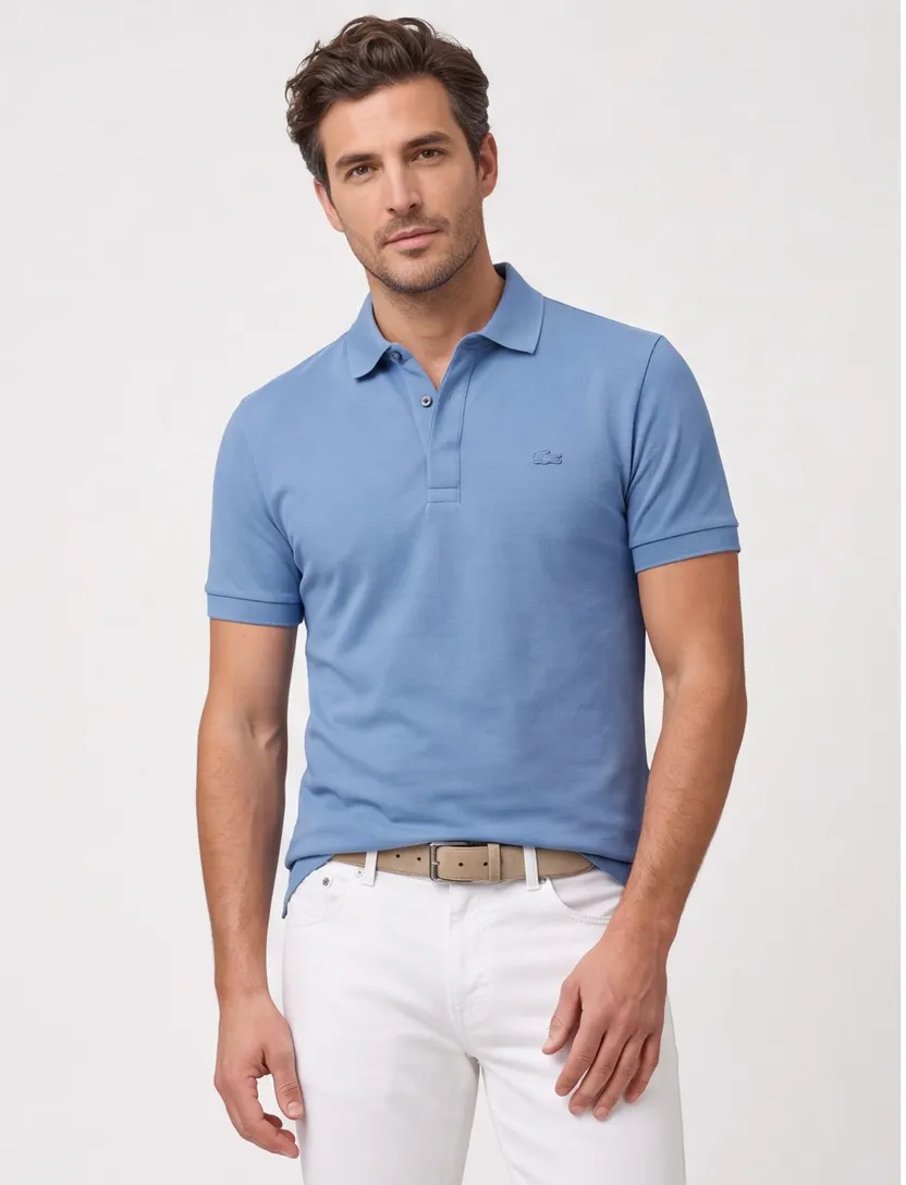 Lacoste polo blauw effen korte mouw