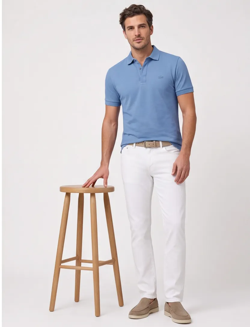 Lacoste polo blauw effen korte mouw