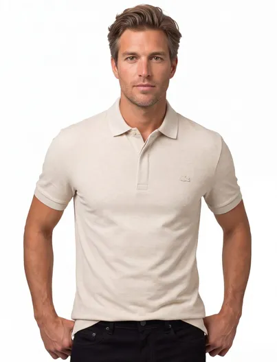 Lacoste katoenen Lacoste polo beige gemêleerd korte mouw