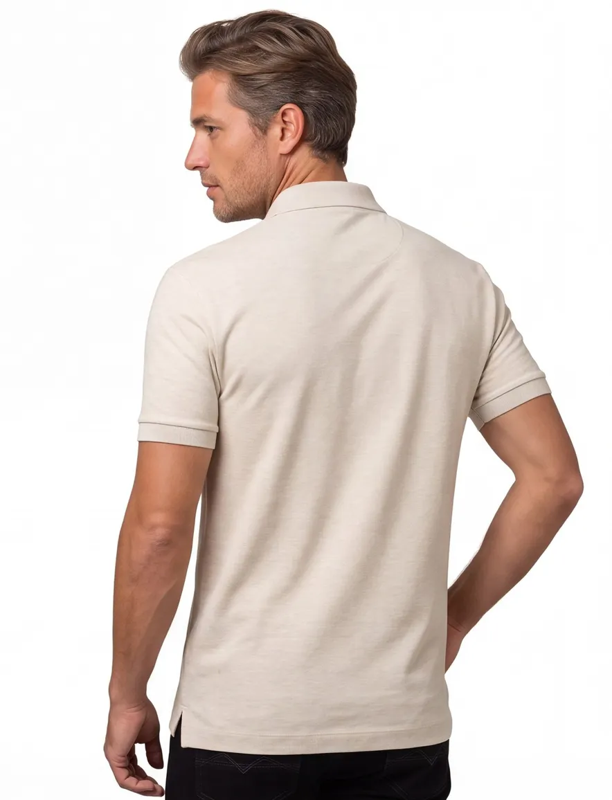 Lacoste polo beige gemêleerd korte mouw