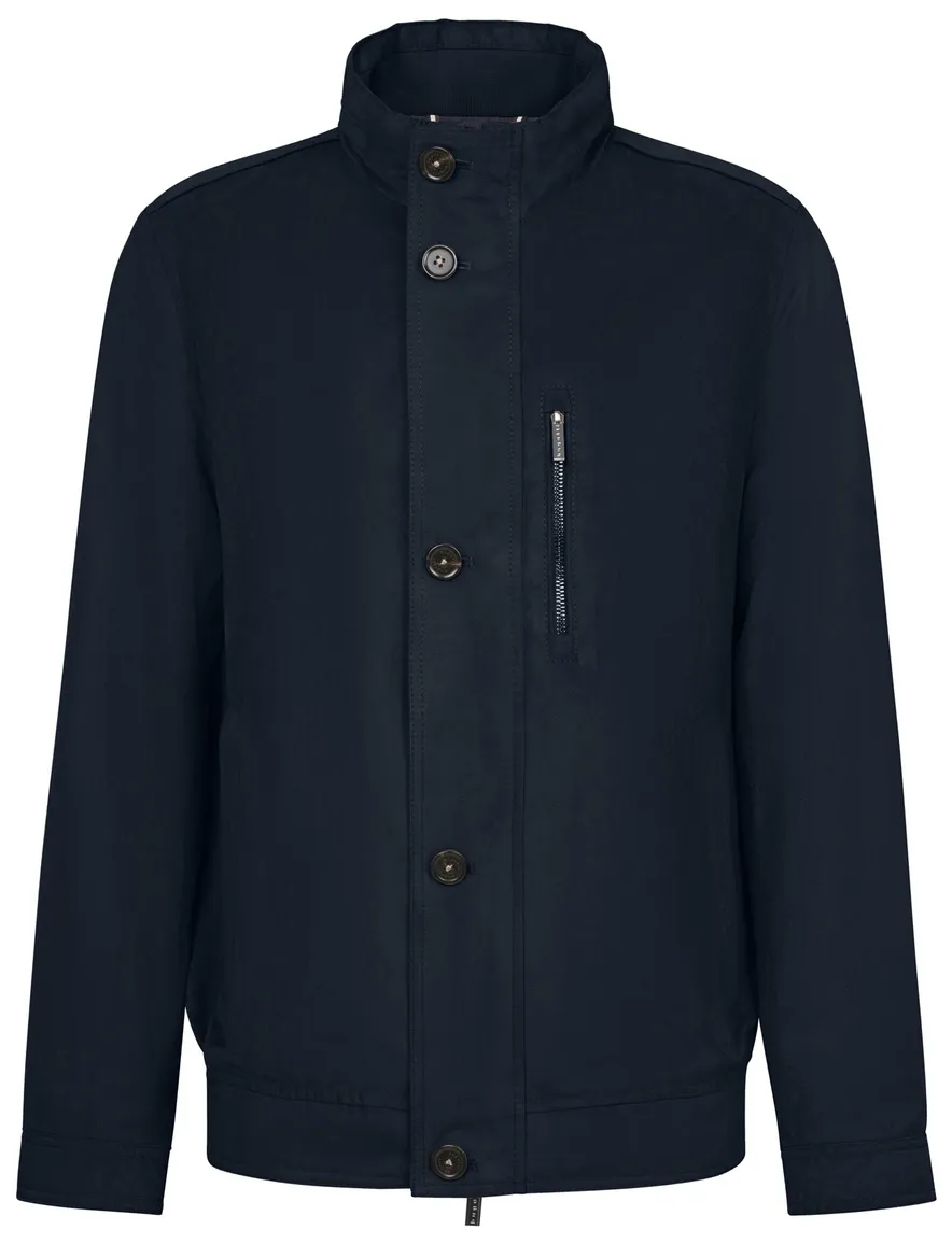 Bugatti zomerjas donkerblauw hoge hals knopen
