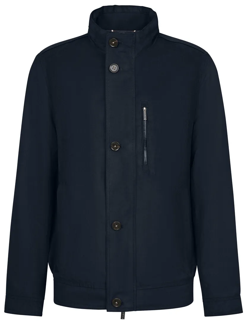 zomerjas Bugatti effen donkerblauw wijde fit