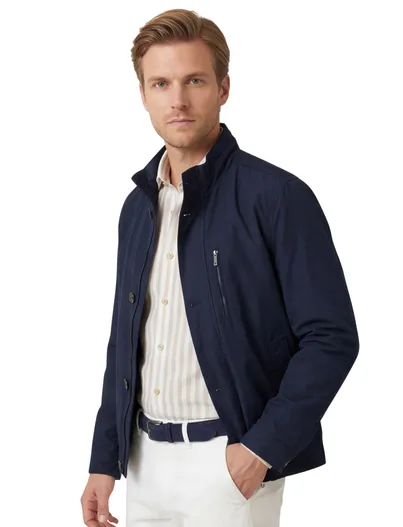 Bugatti Bugatti zomerjas effen donkerblauw wijde fit