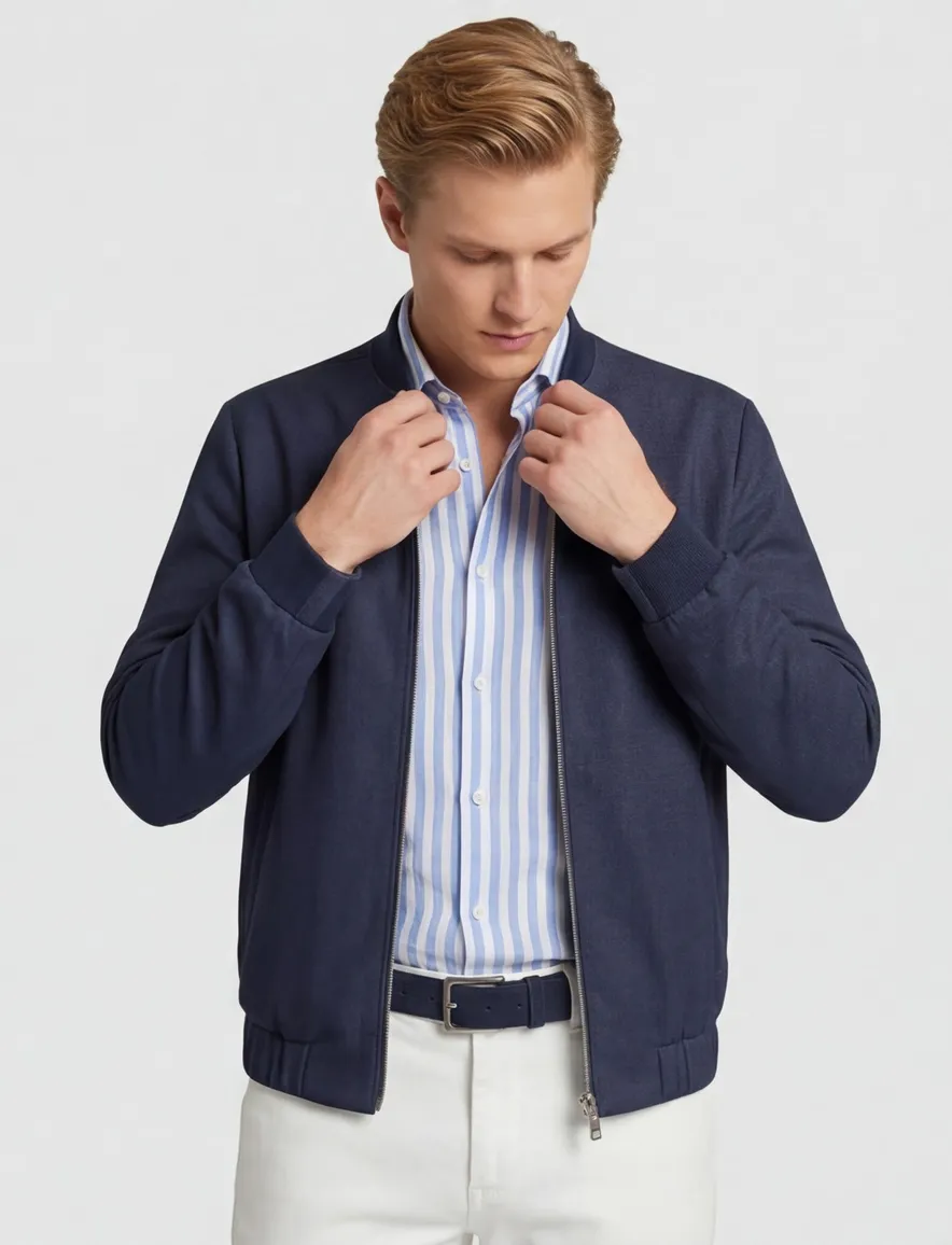 Bugatti bomberjas donkerblauw effen wijde fit