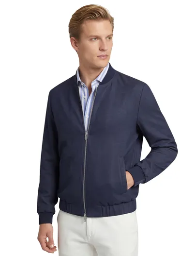 Bugatti Bugatti bomberjas donkerblauw effen wijde fit