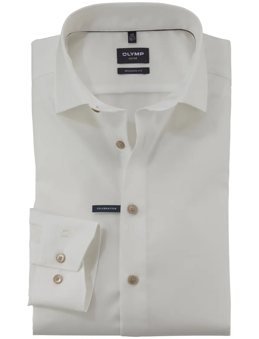 elegante beige effen Olymp overhemd Modern Fit