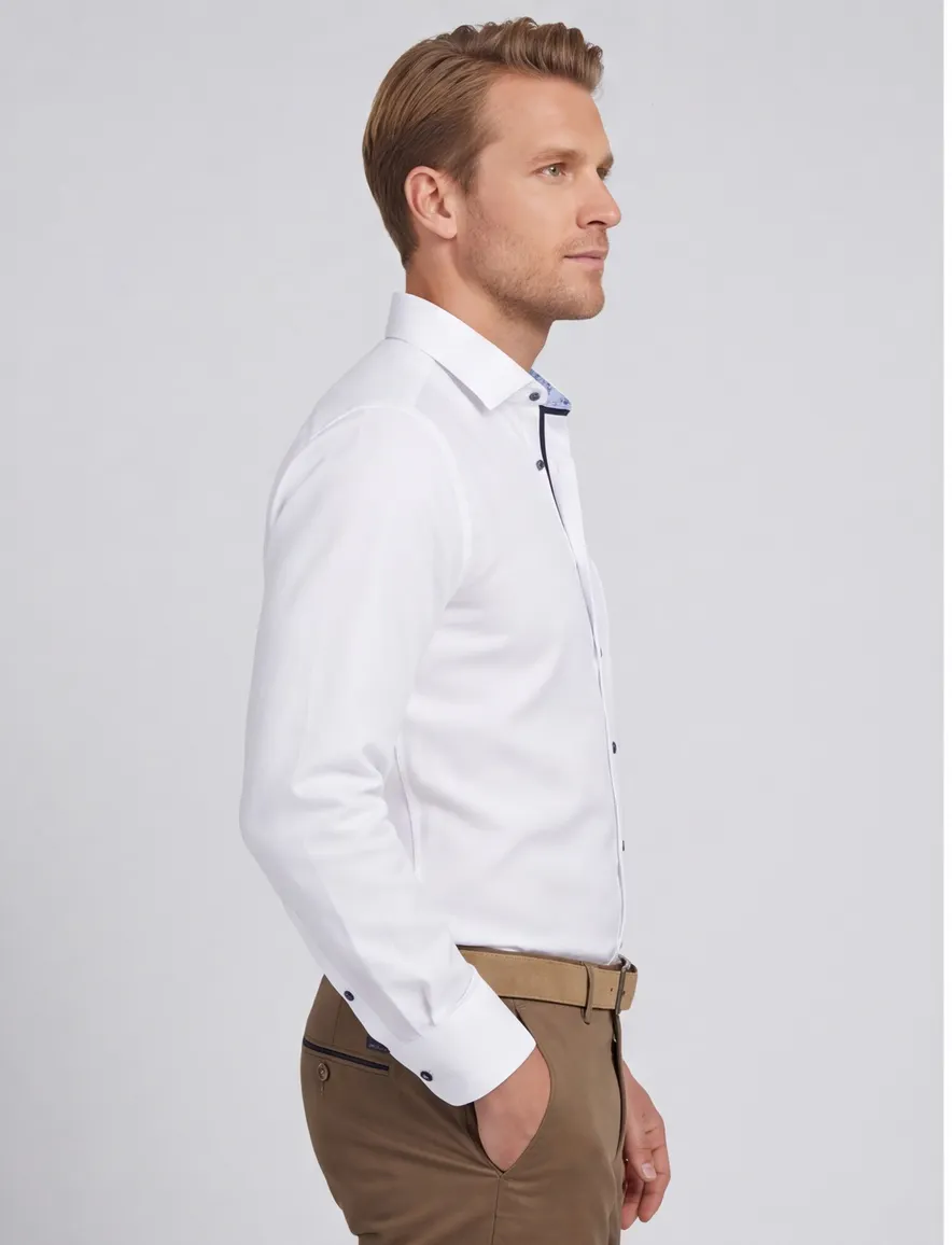 Olymp overhemd wit effen Modern Fit borstzak
