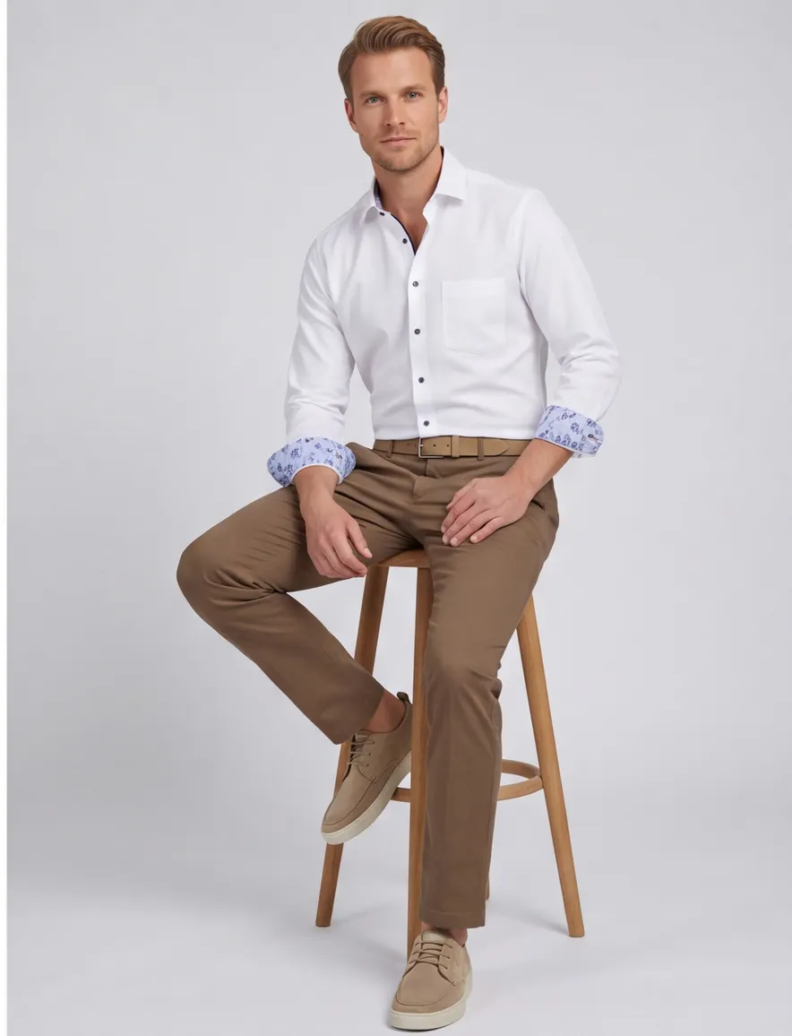 Olymp overhemd wit effen Modern Fit borstzak