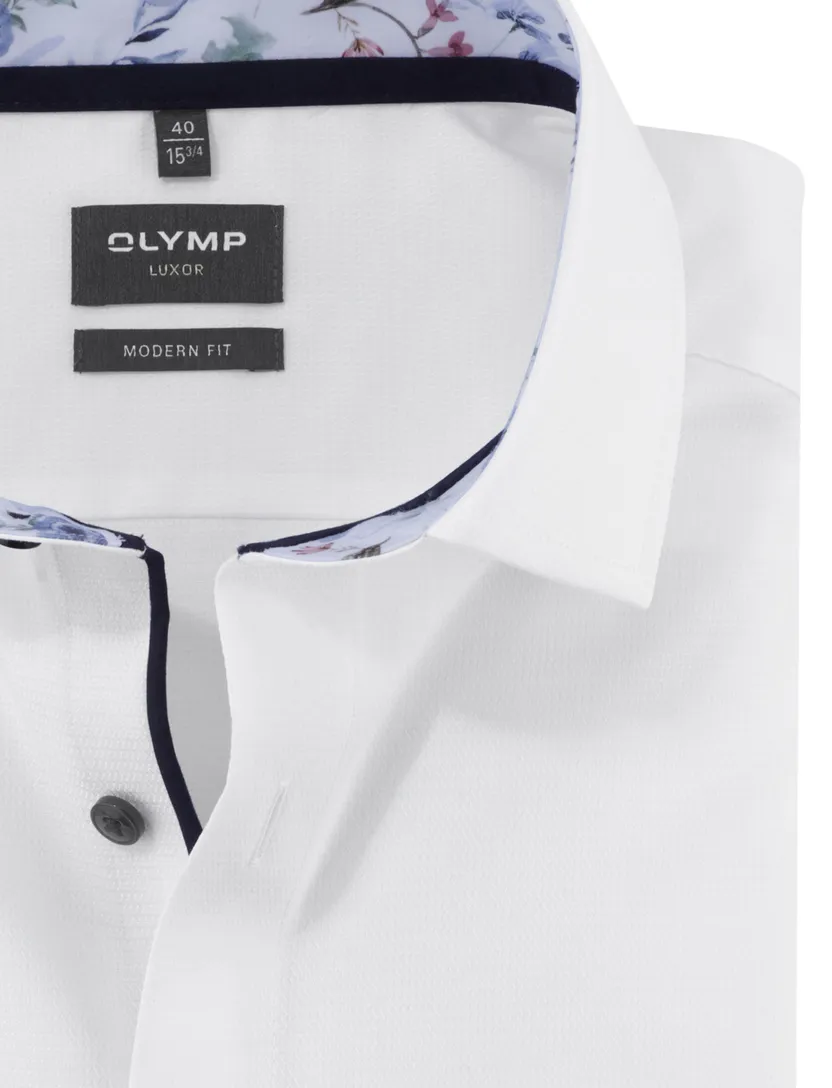 effen wit Olymp overhemd Modern Fit met borstzak