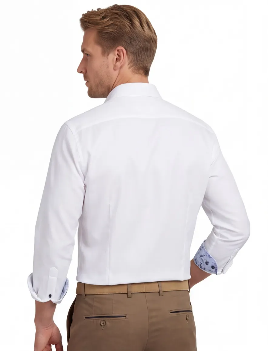 Olymp overhemd wit effen Modern Fit borstzak
