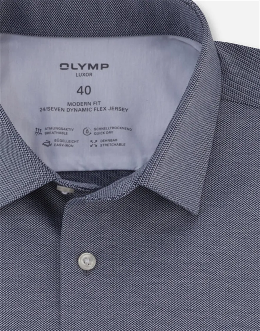 business overhemd grijs Olymp Luxor 24/7 modern fit