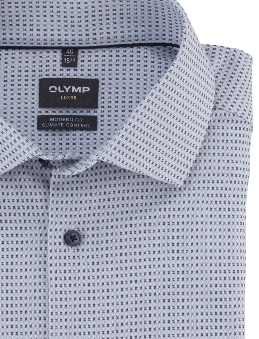 lichtblauw geprint Olymp Luxor 24/Seven overhemd climate control vezel