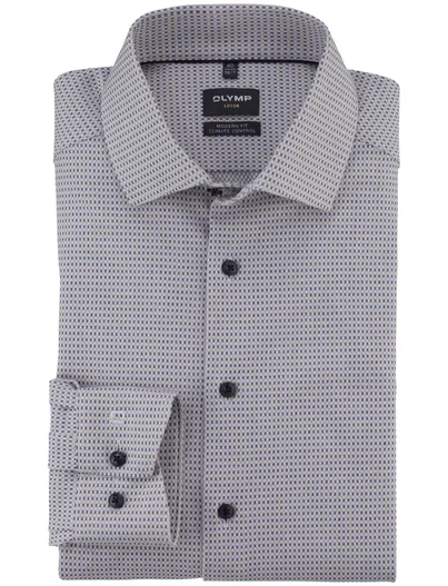 Olymp Olymp Luxor 24/Seven overhemd donkerblauw geprint climate control vezel