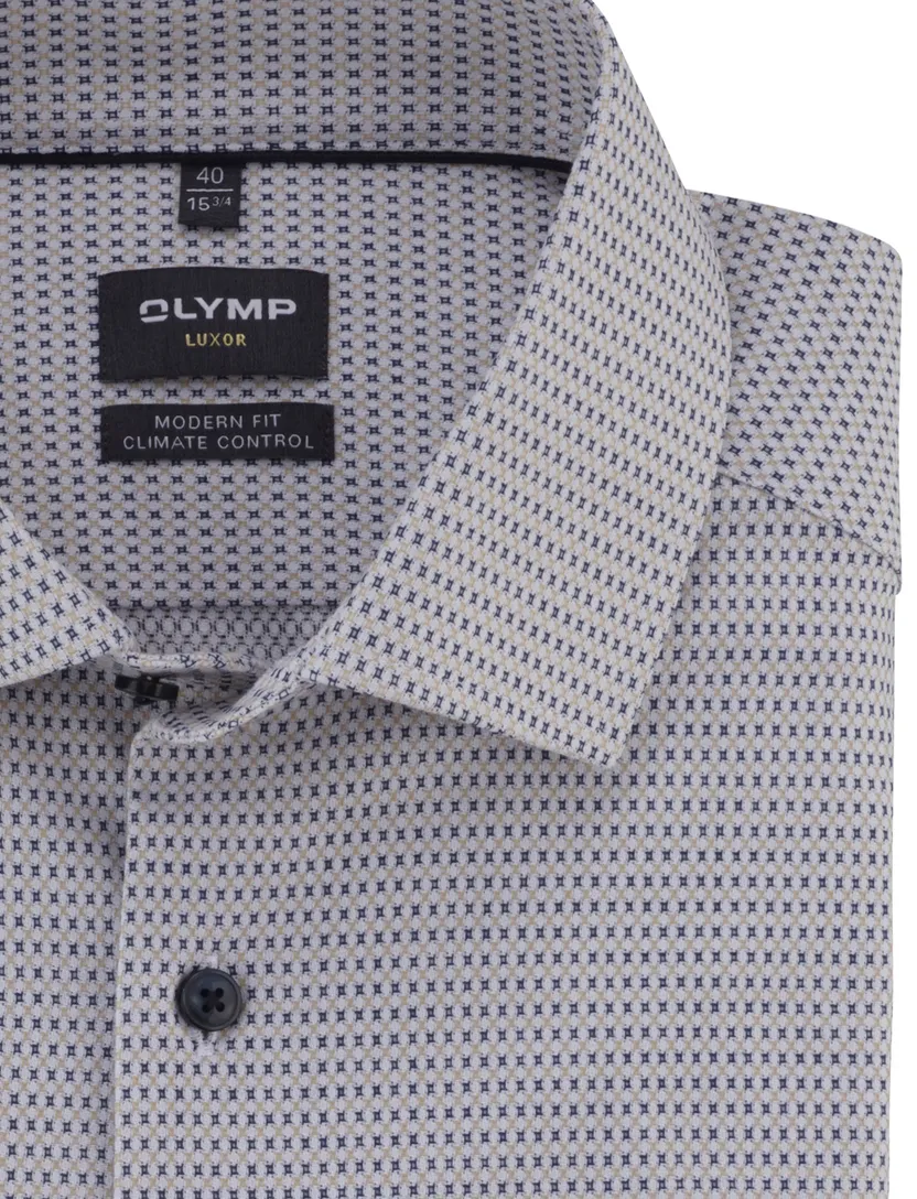 Donkerblauw geprint Olymp Luxor 24/Seven overhemd