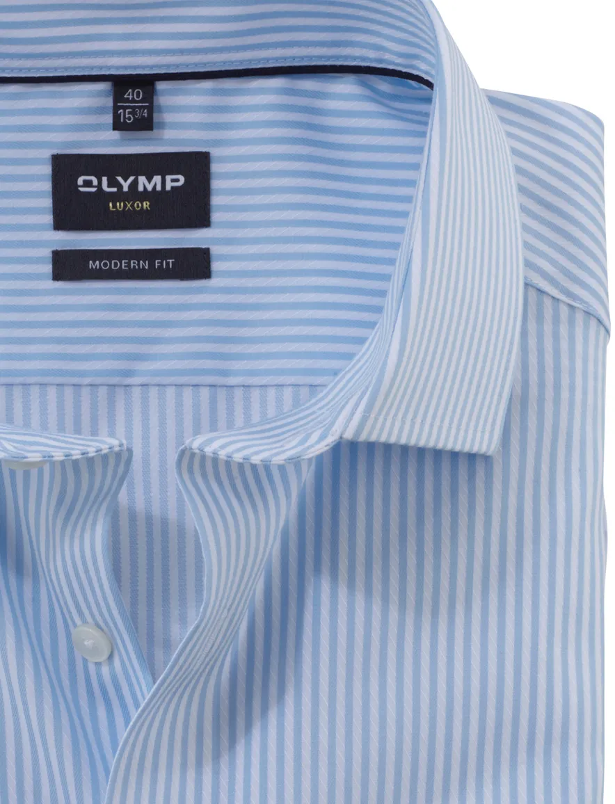 Olymp Luxor overhemd blauw wit gestreept Modern Fit