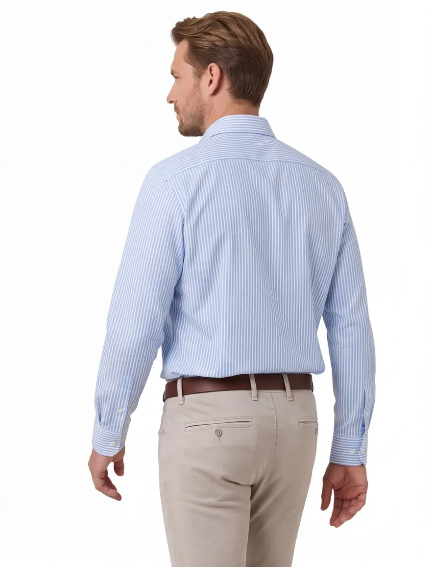 Olymp Luxor overhemd blauw wit gestreept Modern Fit
