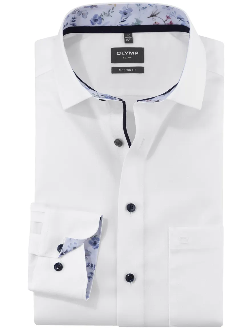 Olymp overhemd wit ml7 Modern Fit Luxor effen