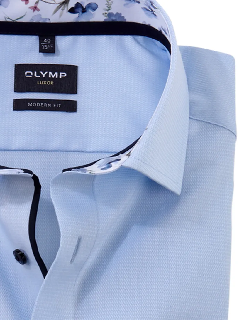 lichtblauw Olymp Luxor overhemd ml7 Modern Fit
