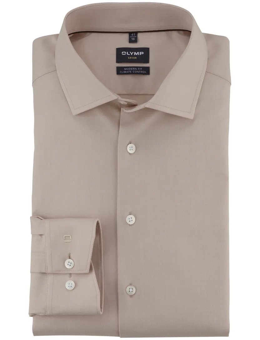 beige Olymp Luxor 24/Seven overhemd Fit