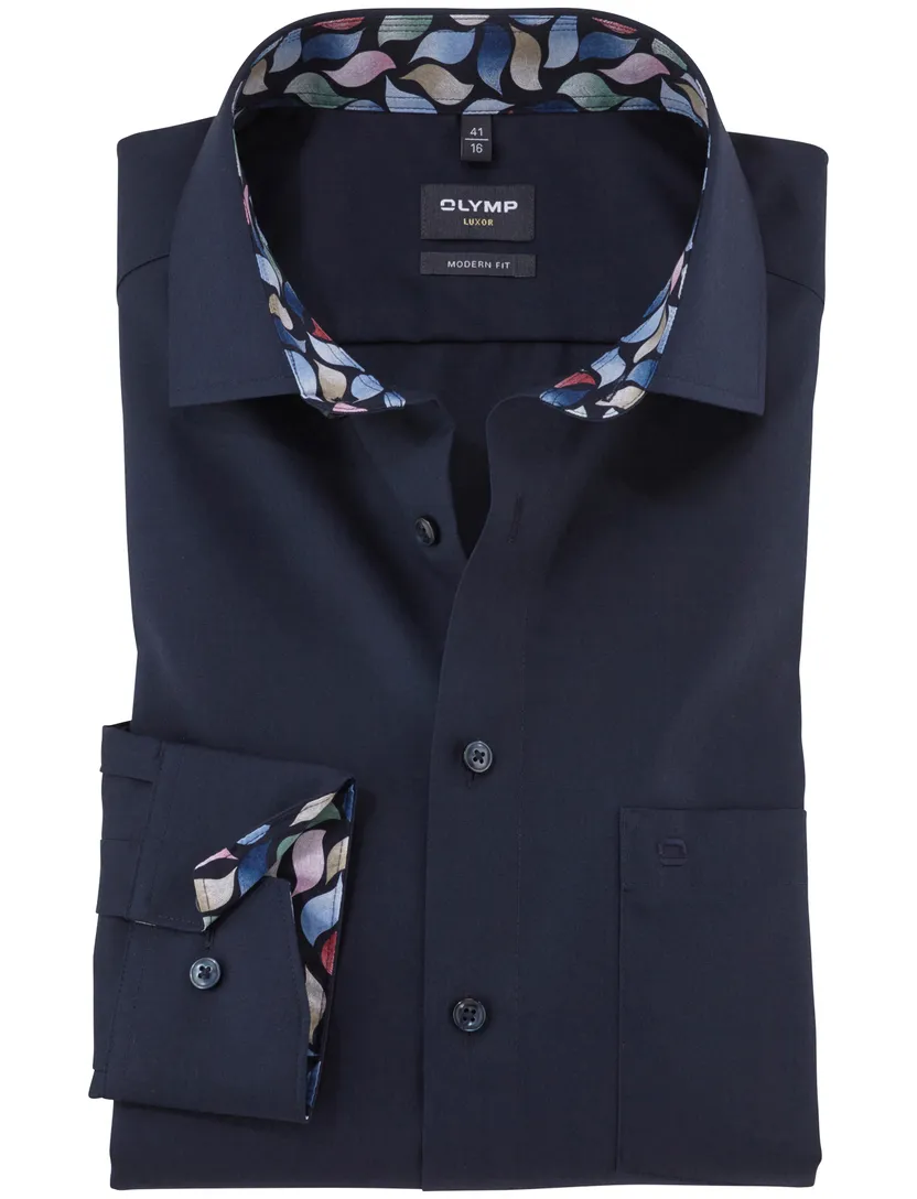 donkerblauw Olymp Luxor overhemd Modern Fit