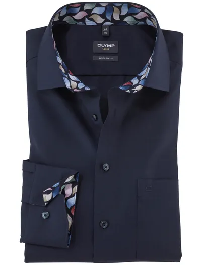 Olymp Olymp Luxor overhemd donkerblauw Modern Fit