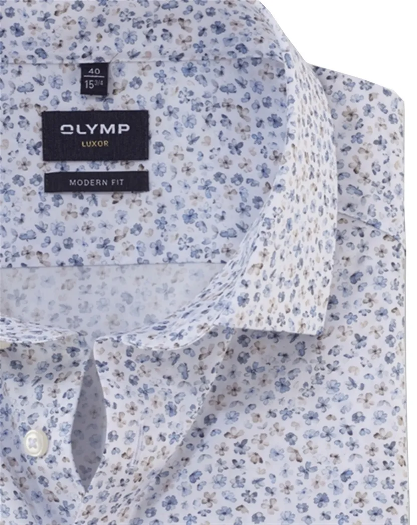 overhemd mouwlengte 7 Olymp Luxor Modern Fit blauw strijkvrij