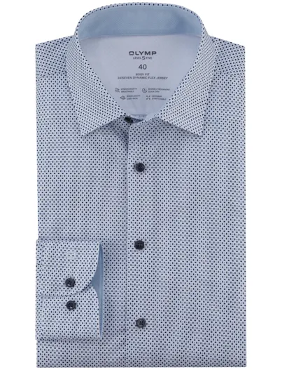 Olymp Olymp Level Five 24/Seven overhemd mouwlengte-7 blauw