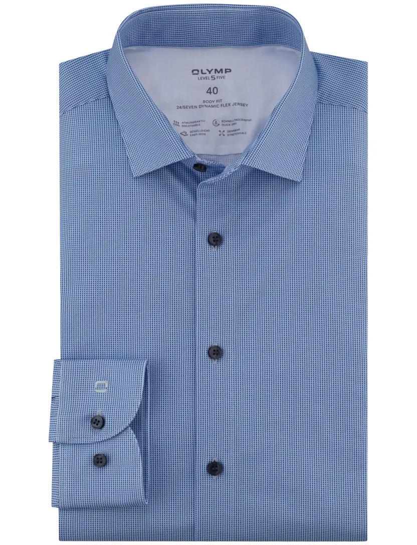 blauw geprint Olymp Level Five 24/Seven overhemd Dynamic Flex Jersey