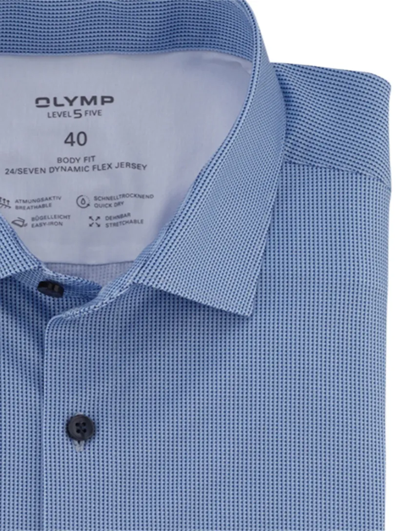 blauw geprint Olymp Level Five 24/Seven overhemd Dynamic Flex Jersey