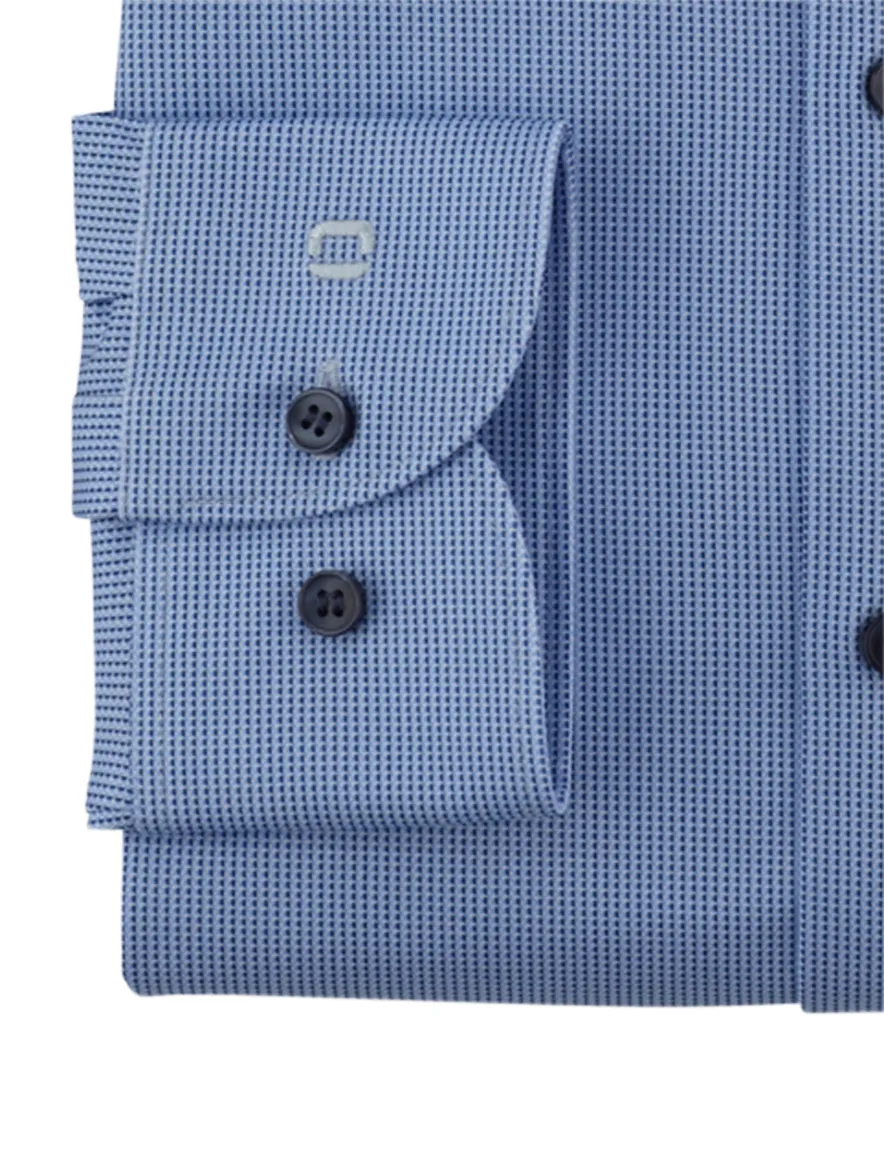 Olymp Level Five 24/Seven overhemd blauw geprint Dynamic Flex Jersey