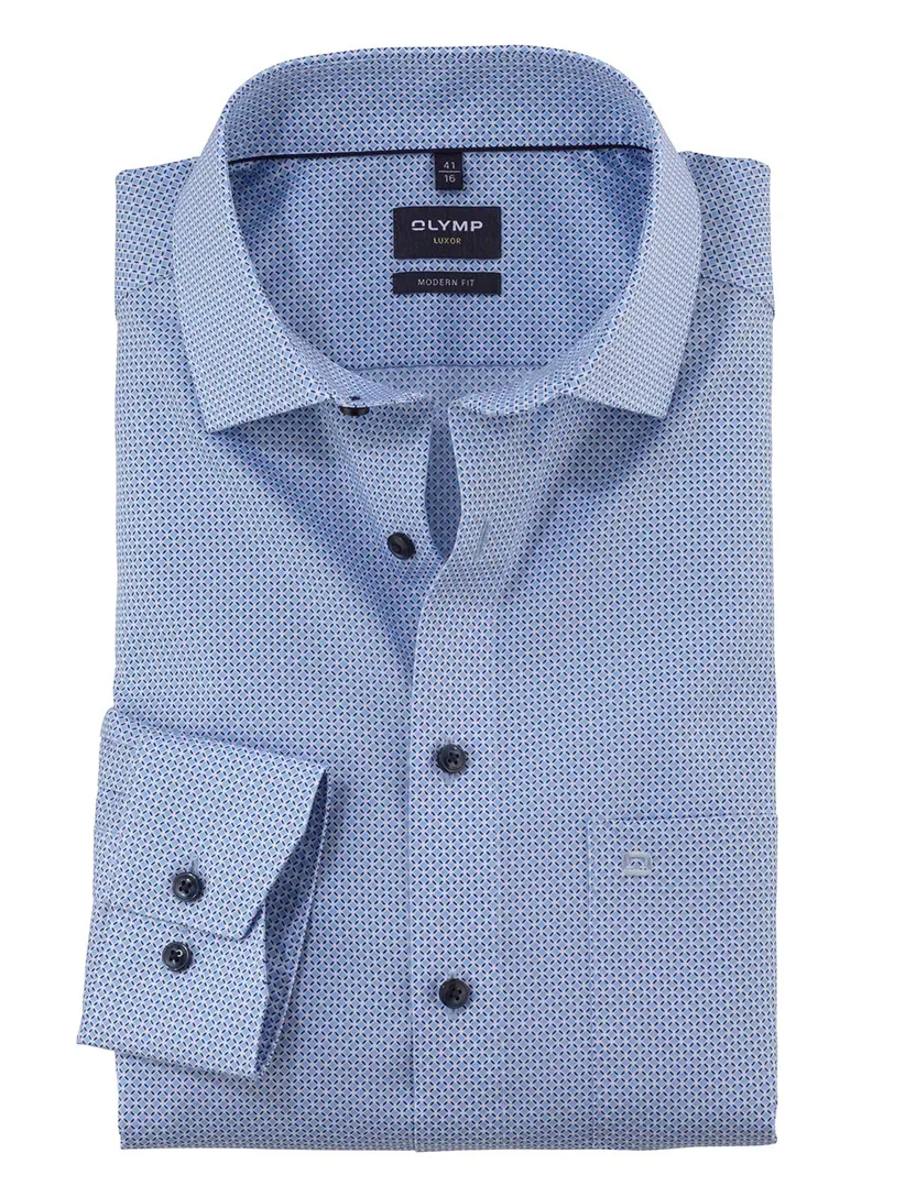 overhemd mouwlengte 7 Olymp Luxor Modern Fit blauw