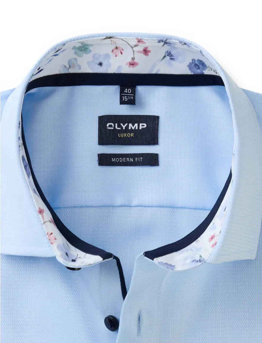 Olymp overhemd Modern Fit korte mouw lichtblauw