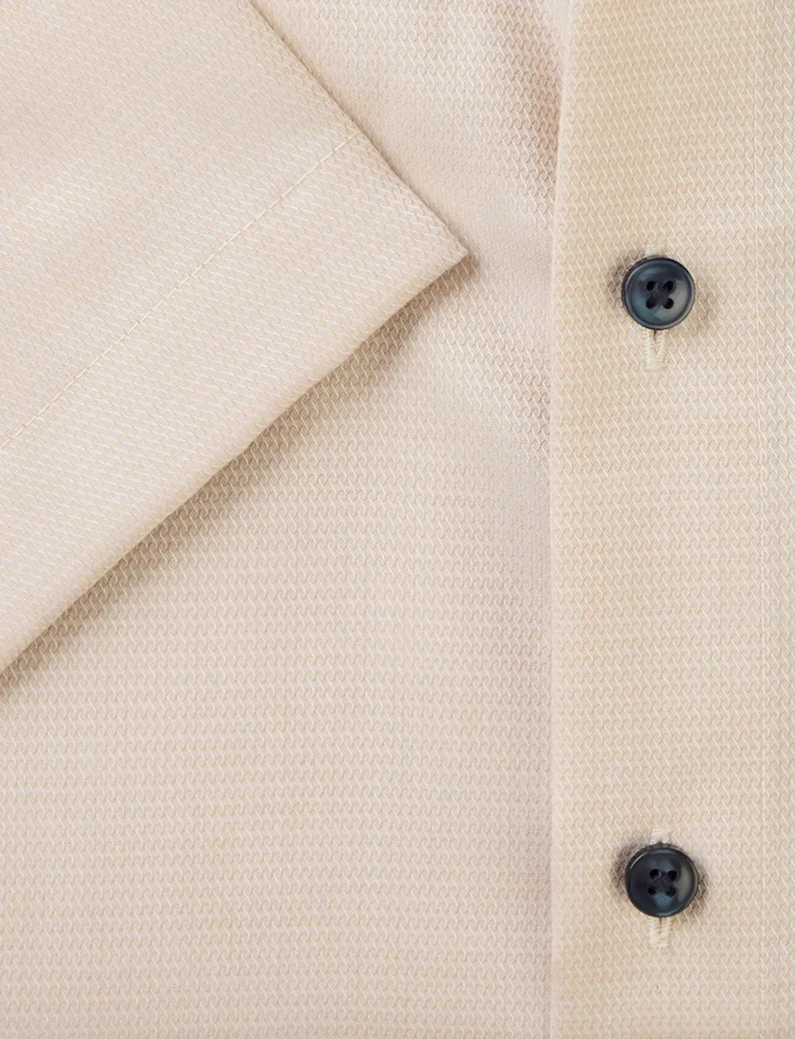 Olymp overhemd korte mouw beige effen normale fit
