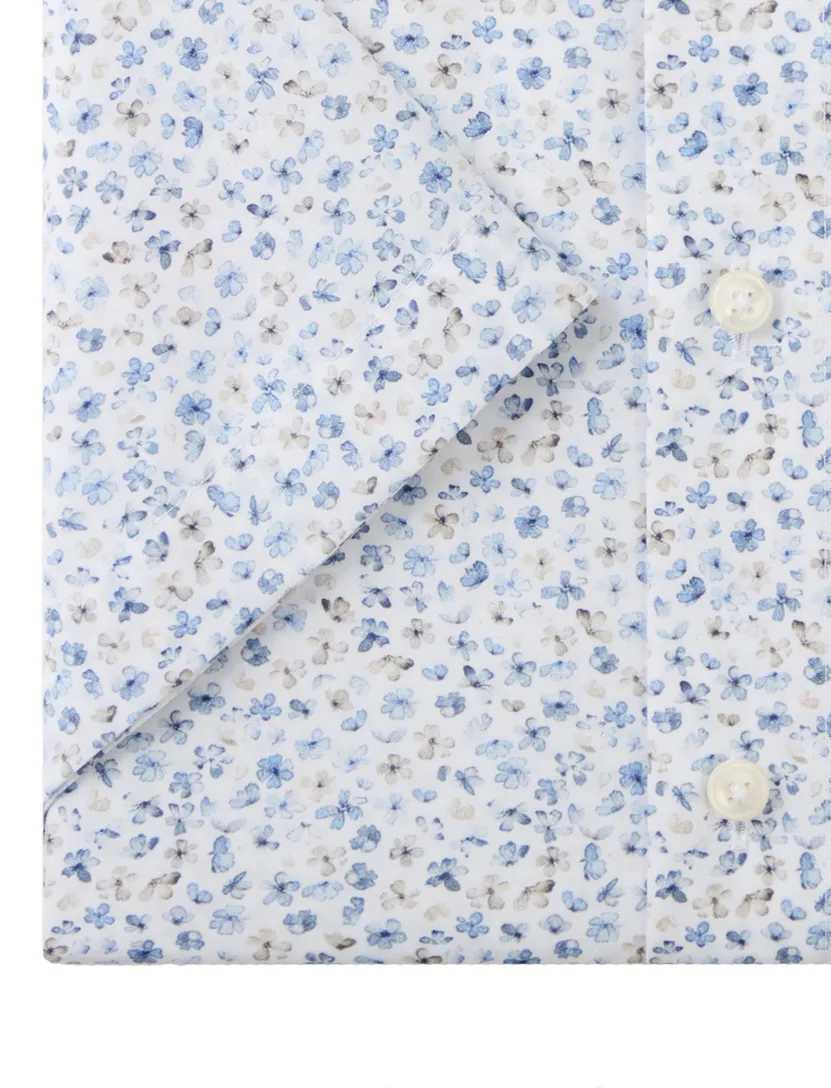 Olymp korte mouw overhemd Modern Fit wit print