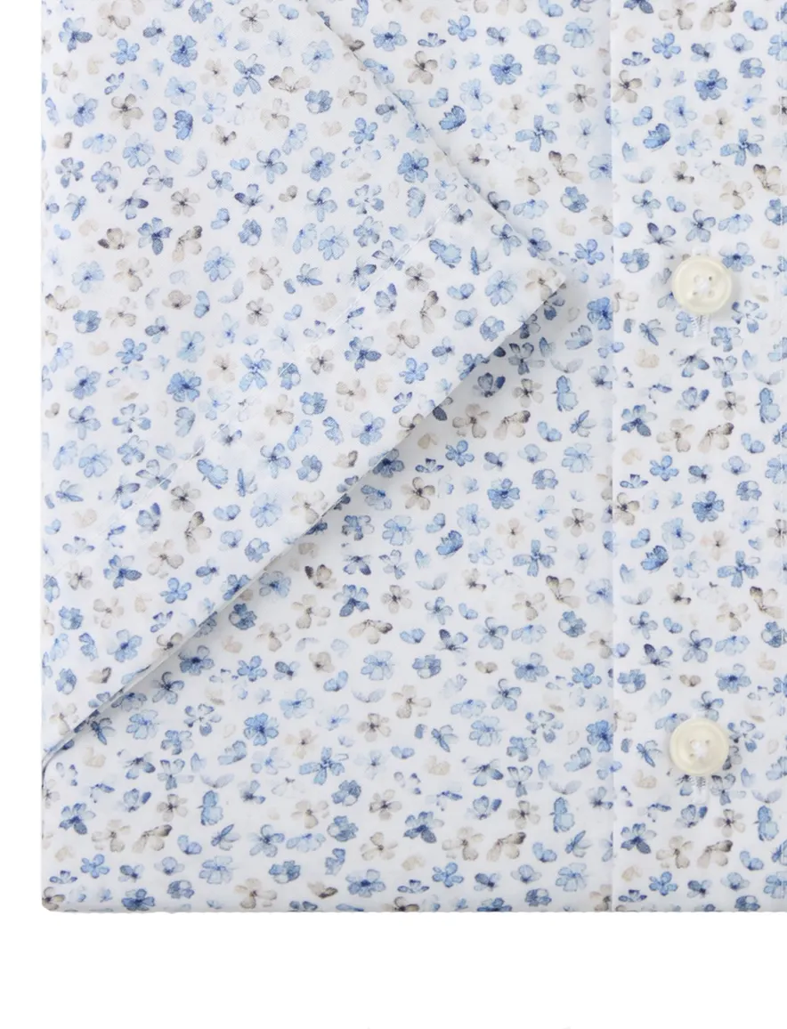 Olymp korte mouw overhemd Modern Fit wit print