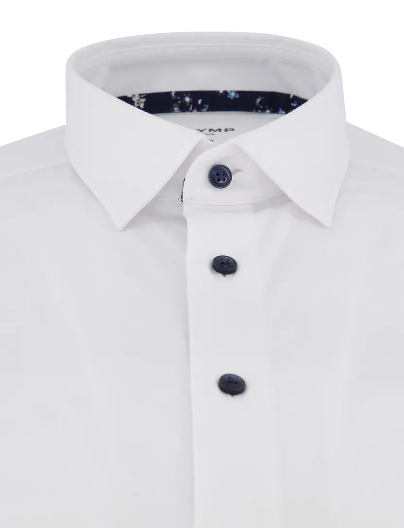 Olymp overhemd wit modern fit effen semi-wide collar