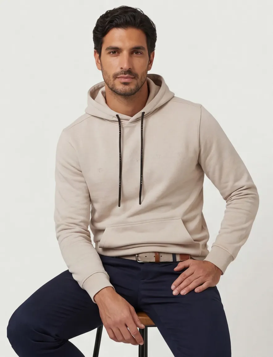 Genti hoodie beige met capuchon