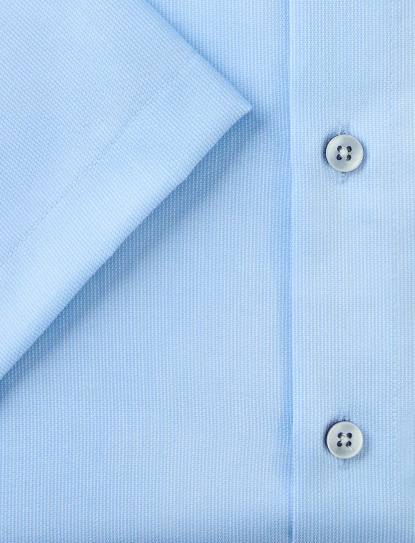 Olymp effen blauw katoen overhemd normale fit strijkvrij