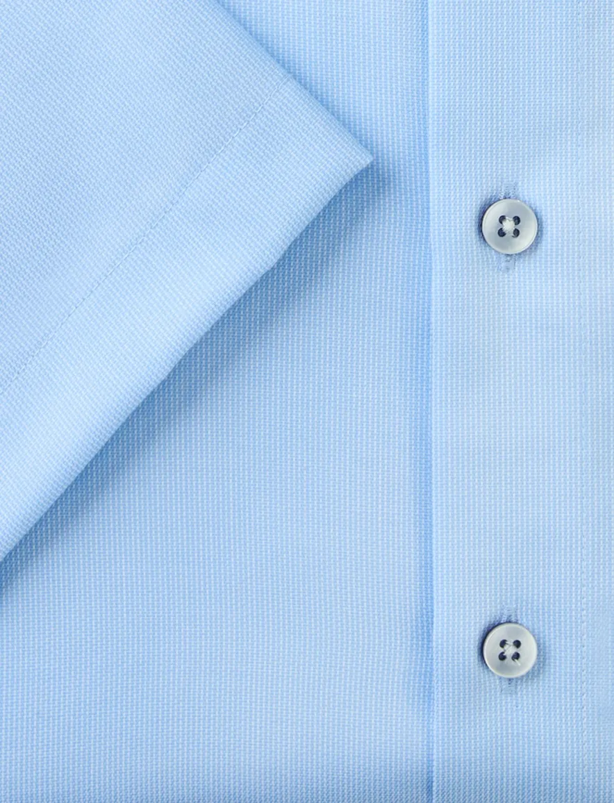 Olymp effen blauw korte mouw overhemd normale fit strijkvrij