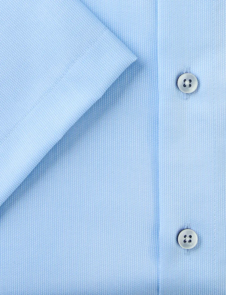Olymp effen blauw korte mouw overhemd