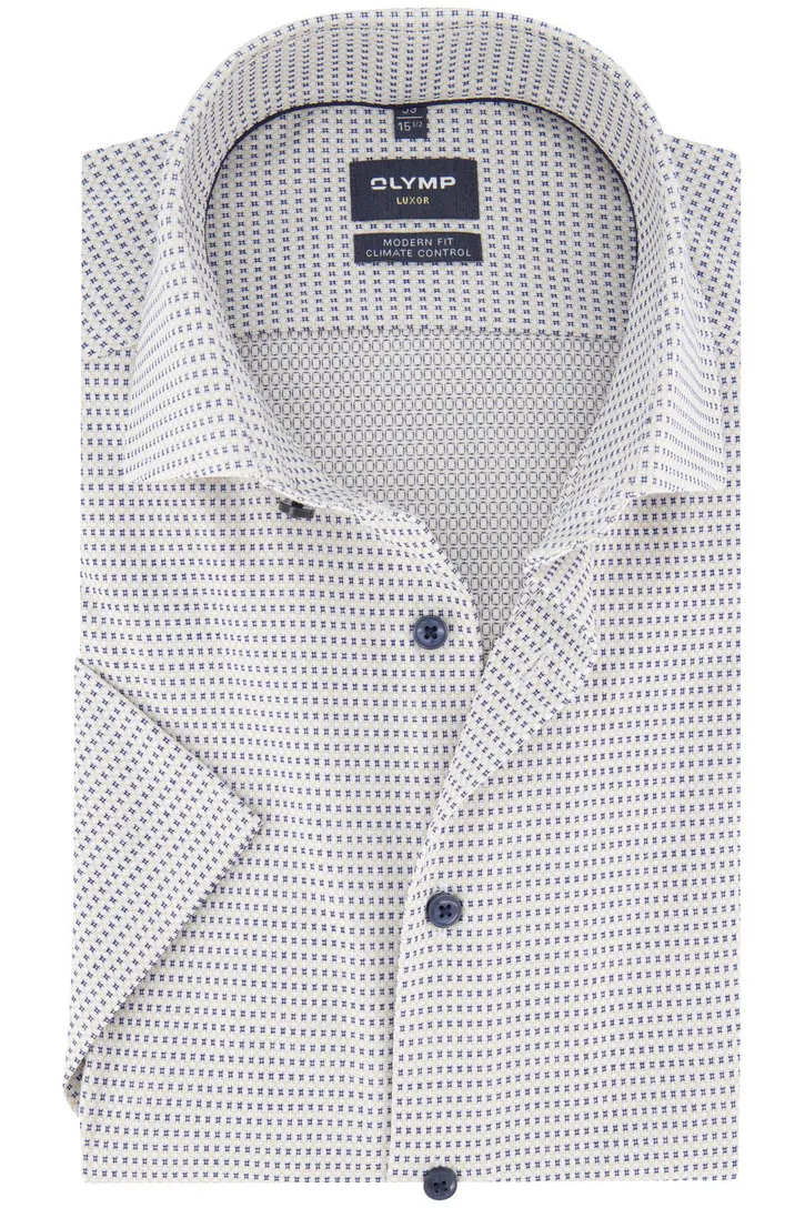 Olymp Modern Fit overhemd katoen wit print
