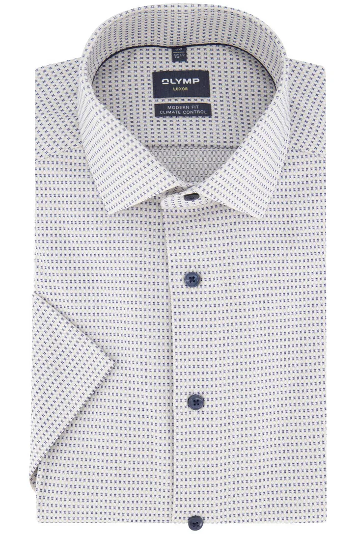 Olymp Modern Fit overhemd katoen wit print