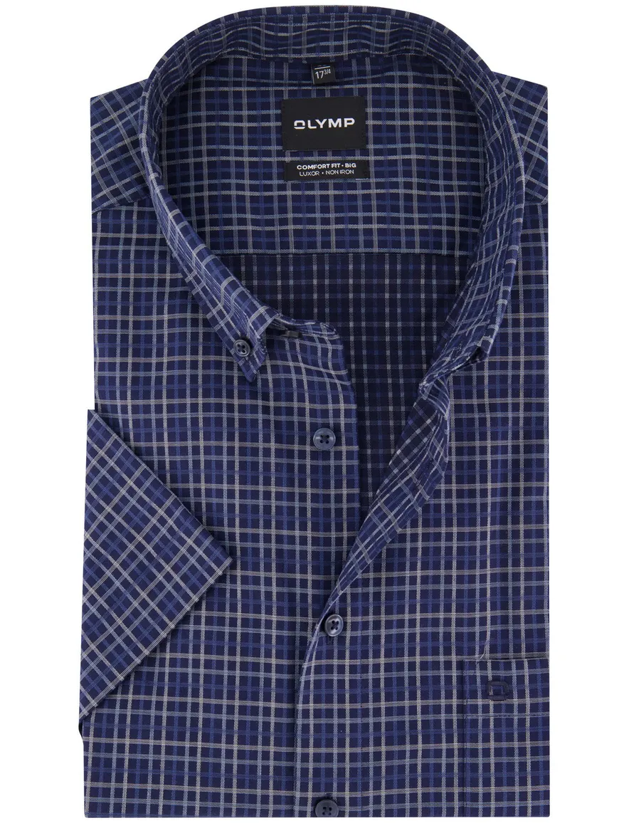 Olymp Comfort Fit overhemd donkerblauw strijkvrij