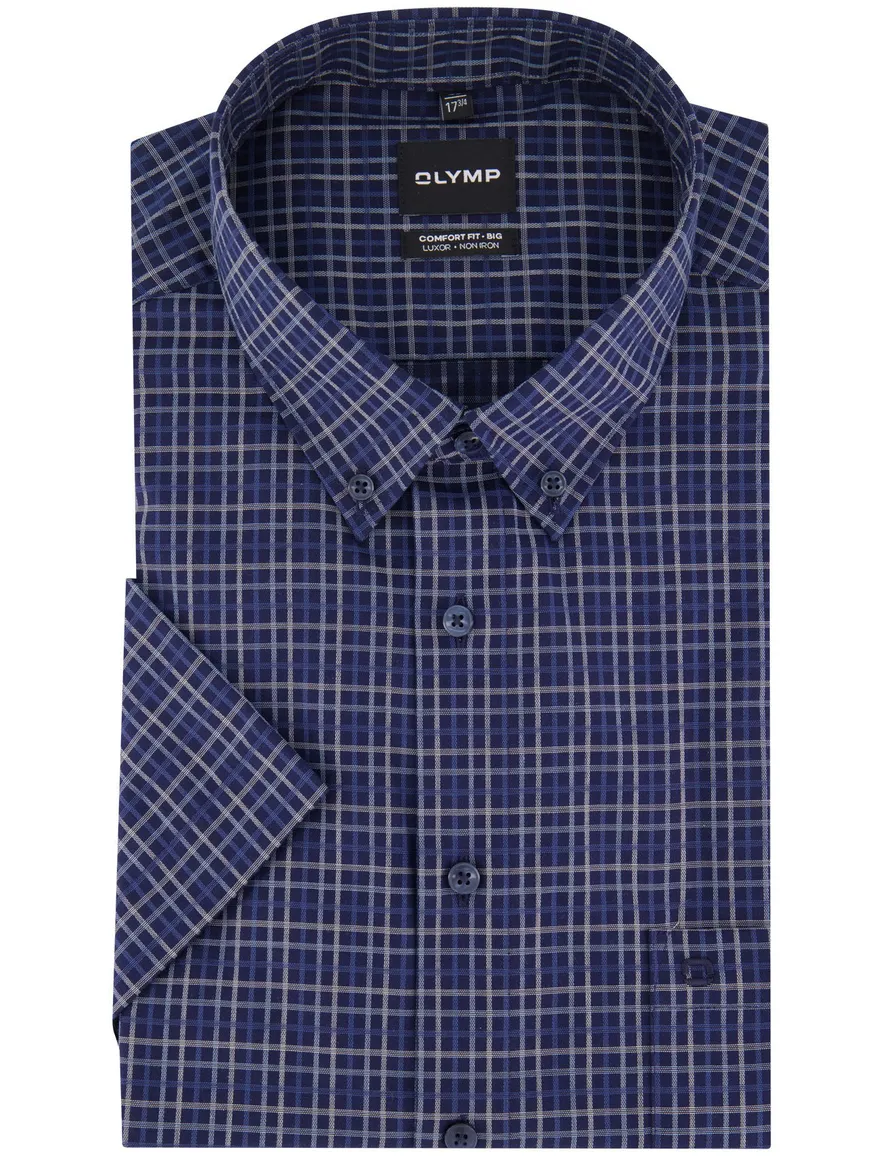 Olymp Comfort Fit overhemd donkerblauw strijkvrij