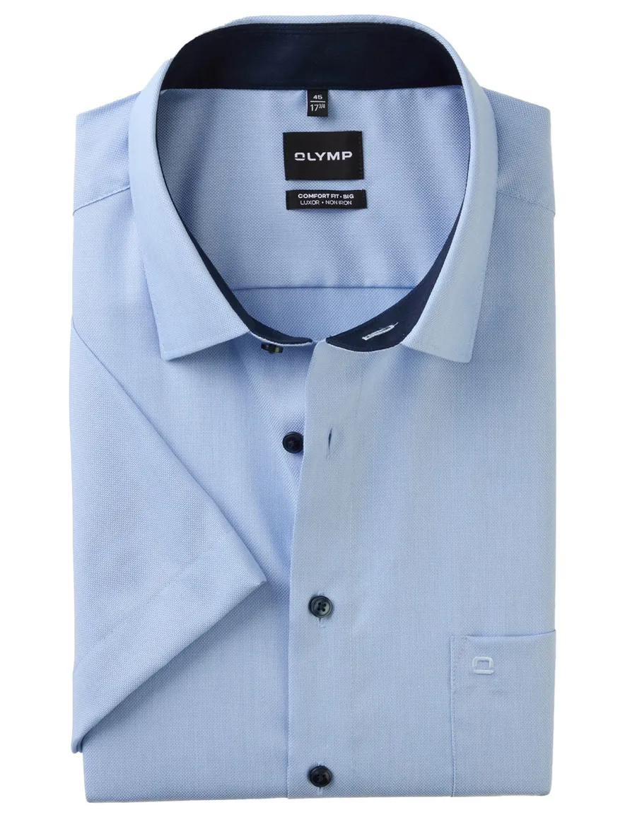 Olymp overhemd blauw korte mouw