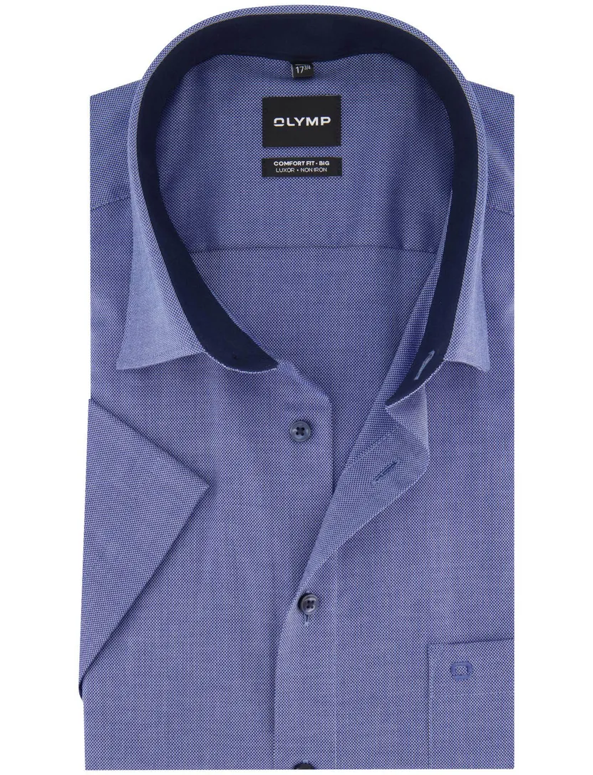 overhemd Olymp Comfort Fit blauw strijkvrij katoen