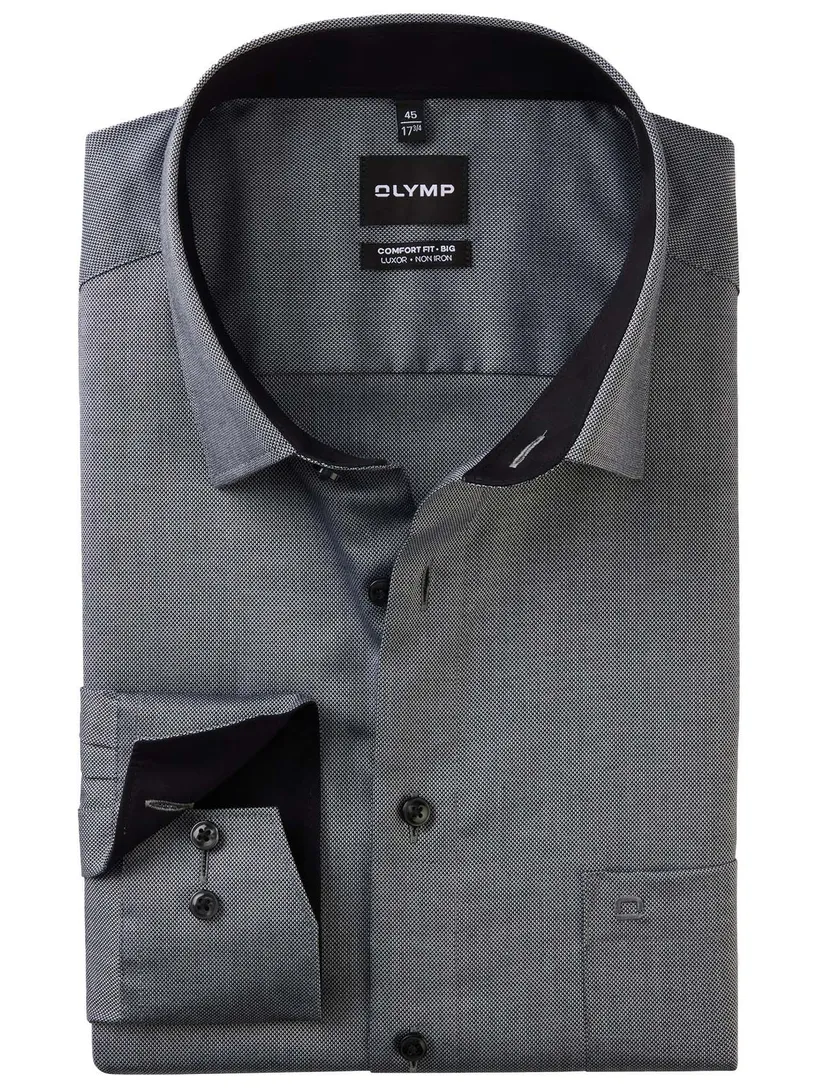 grijs Olymp Big&Tall overhemd Comfort Fit
