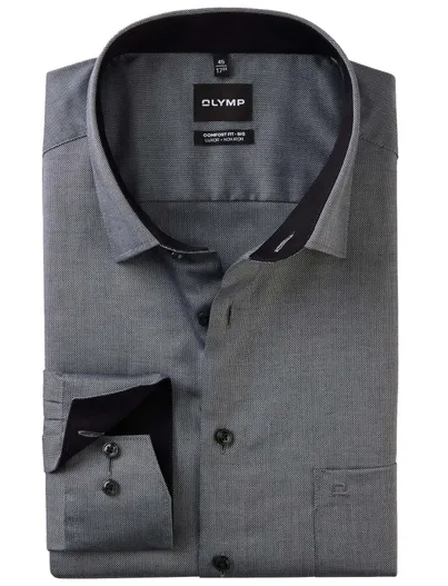Olymp Olymp Big&Tall overhemd grijs Comfort Fit