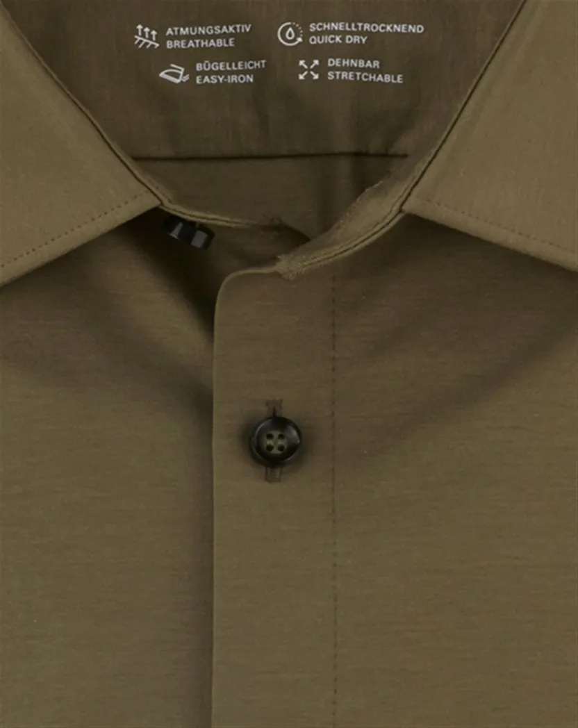 overhemd mouwlengte 7 Olymp No Six 24/7 super slim khaki jersey