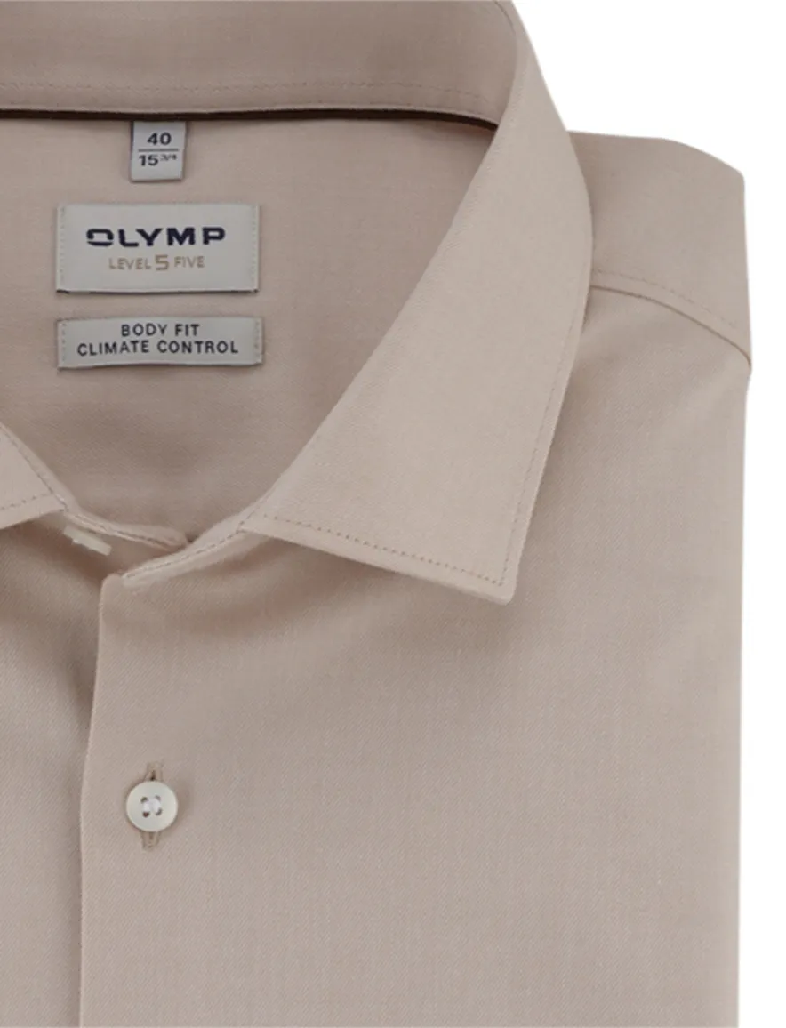 Olymp Level Five 24/Seven overhemd beige climate control vezel